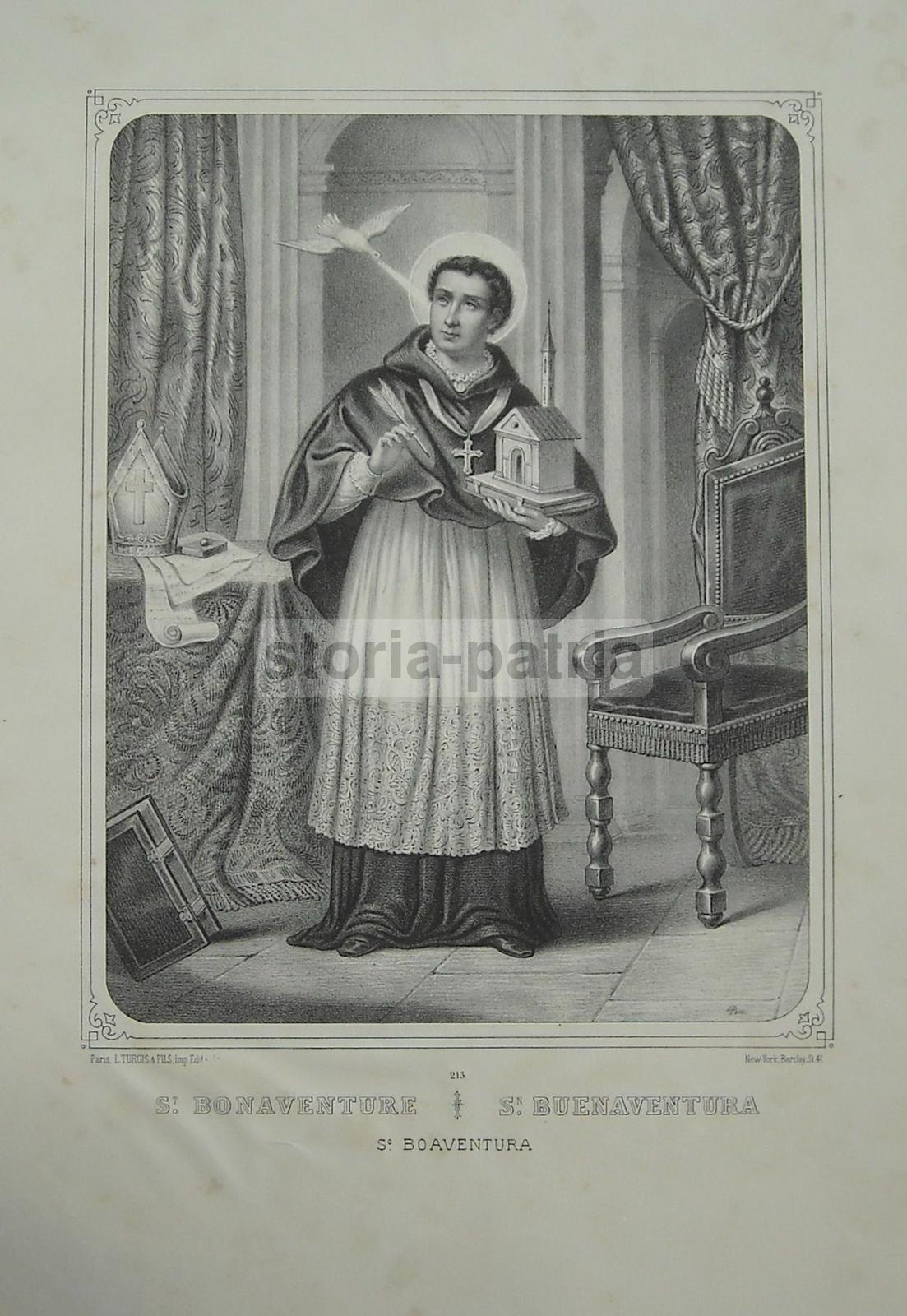 S Bonaventura, Interessante Stampa Devozionale, Antica Litografia, Bagnoregio, 800 immagine 3