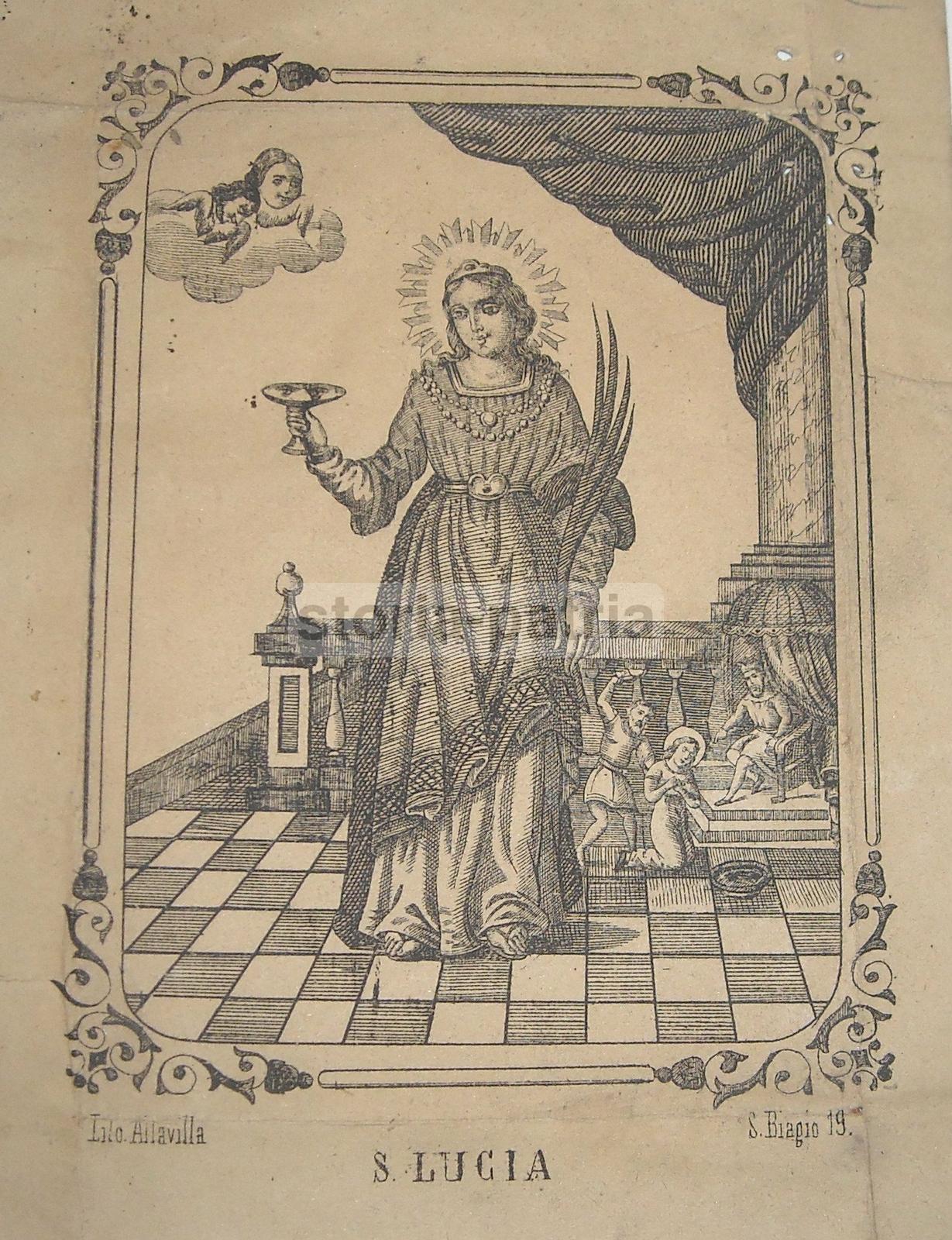 Sicilia, Siracusa, Santa Lucia, Bella Rara Stampa Popolare Devozionale, Ottica, Occhi immagine 4