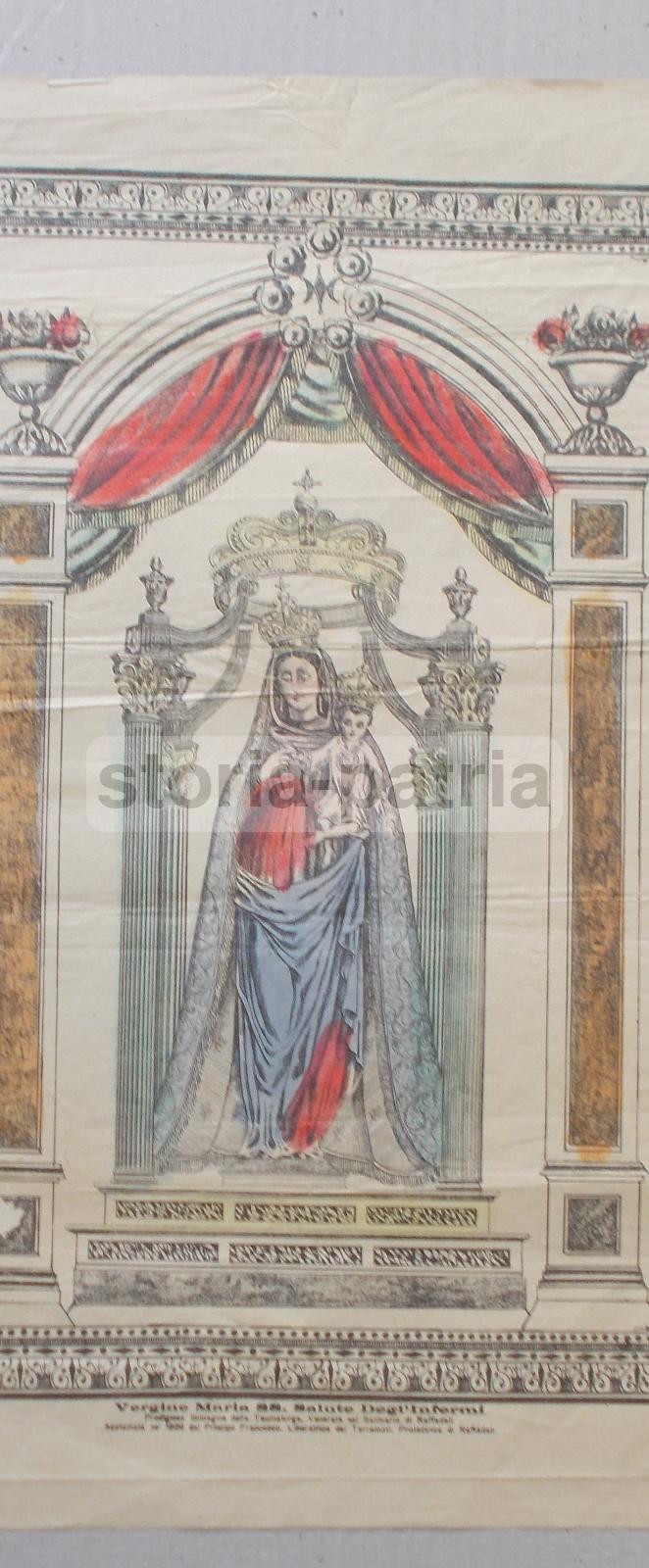 Sicilia, Terremoti, Madonna Della Salute, Grande Stampa Popolare Devozionale, Isaia immagine 1