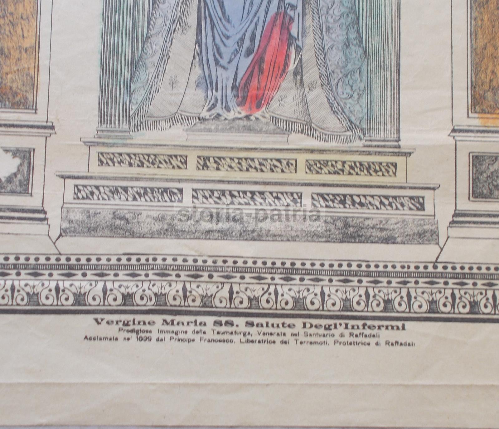 Sicilia, Terremoti, Madonna Della Salute, Grande Stampa Popolare Devozionale, Isaia immagine 4