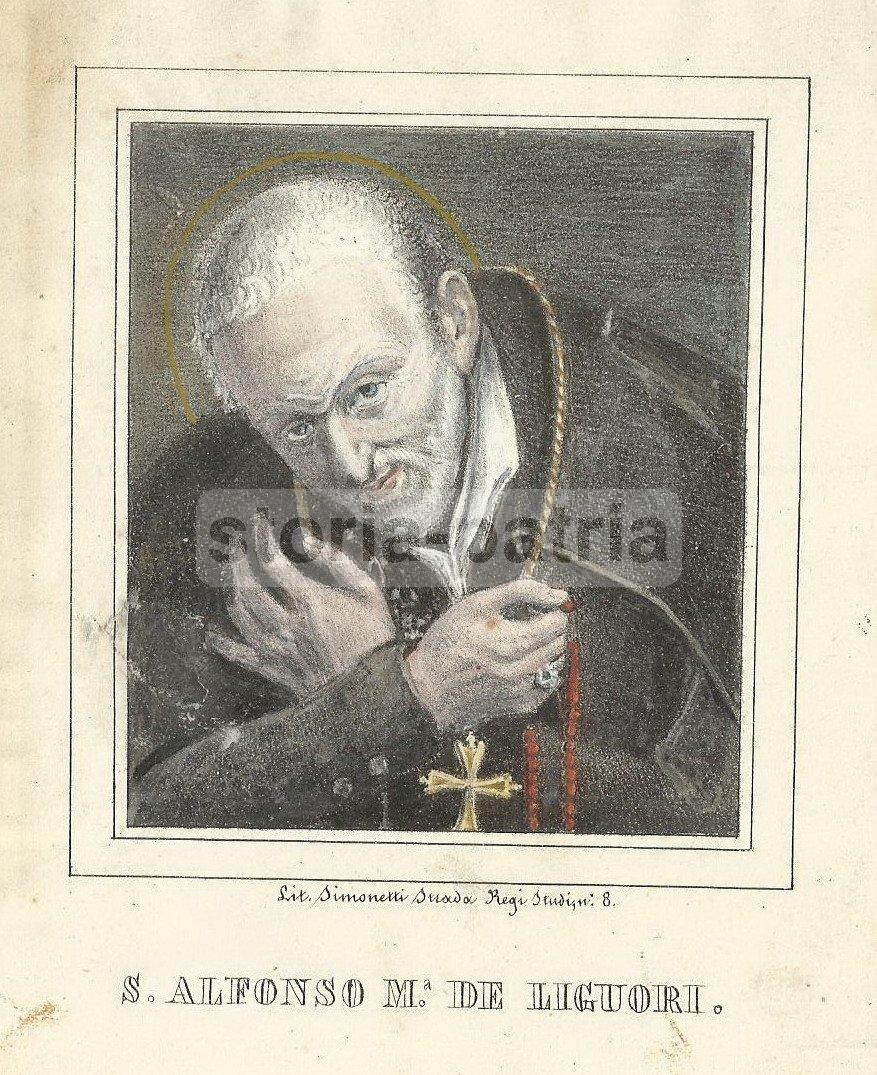 Stampa Popolare Devozionale, Antica Litografia Napoletana, S Alfonso, Simonetti immagine 1