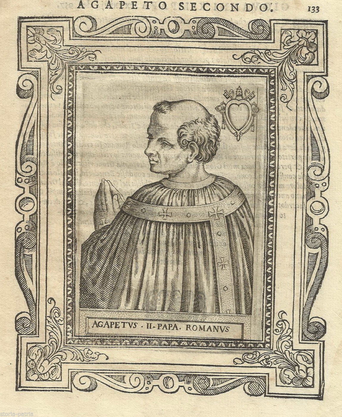 Storia E Papato, Agapito Secondo, Araldica, Raro Antichissimo Ritratto, 500 immagine 1